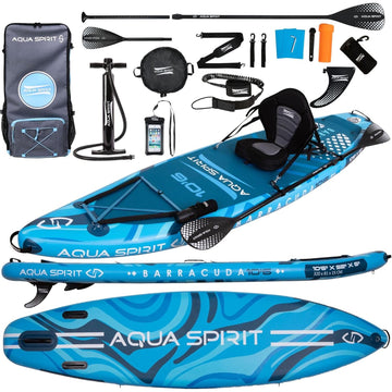 Aqua Spirit Sup Planche à pagaie Gonflable Stand Up, Kit Complet de Conversion de Kayak avec pagaie, Sac à Dos, Pompe et Autres Accessoires